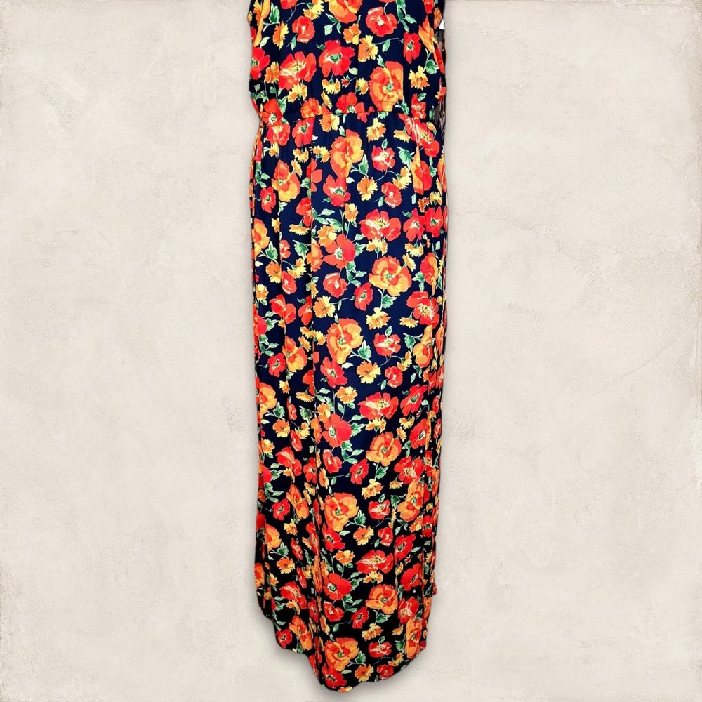 Forever 21 Black Maxi Dress with Orange & Yellow Floral Print - Picture 5 of 13
